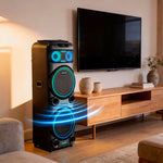 Cargue la imagen en el visor de la galería, ⭐ Bafle Recargable Bluetooth DW2016 Daewoo DW MEGA BLAST 2x15" 100W RMS – Sonido Potente y Luces LED RGB