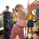 Cargue la imagen en el visor de la galería, Daewoo Bafle 3x10" Torre De Sonido Kingdom TWS Bluetooth 100W RMS Mega Bass, Luces LED