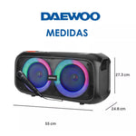 Cargue la imagen en el visor de la galería, Bocina Bluetooth Recargable 2x6.5 Pulgadas Daewoo Megabox Dw1988 Luz Led Rgb