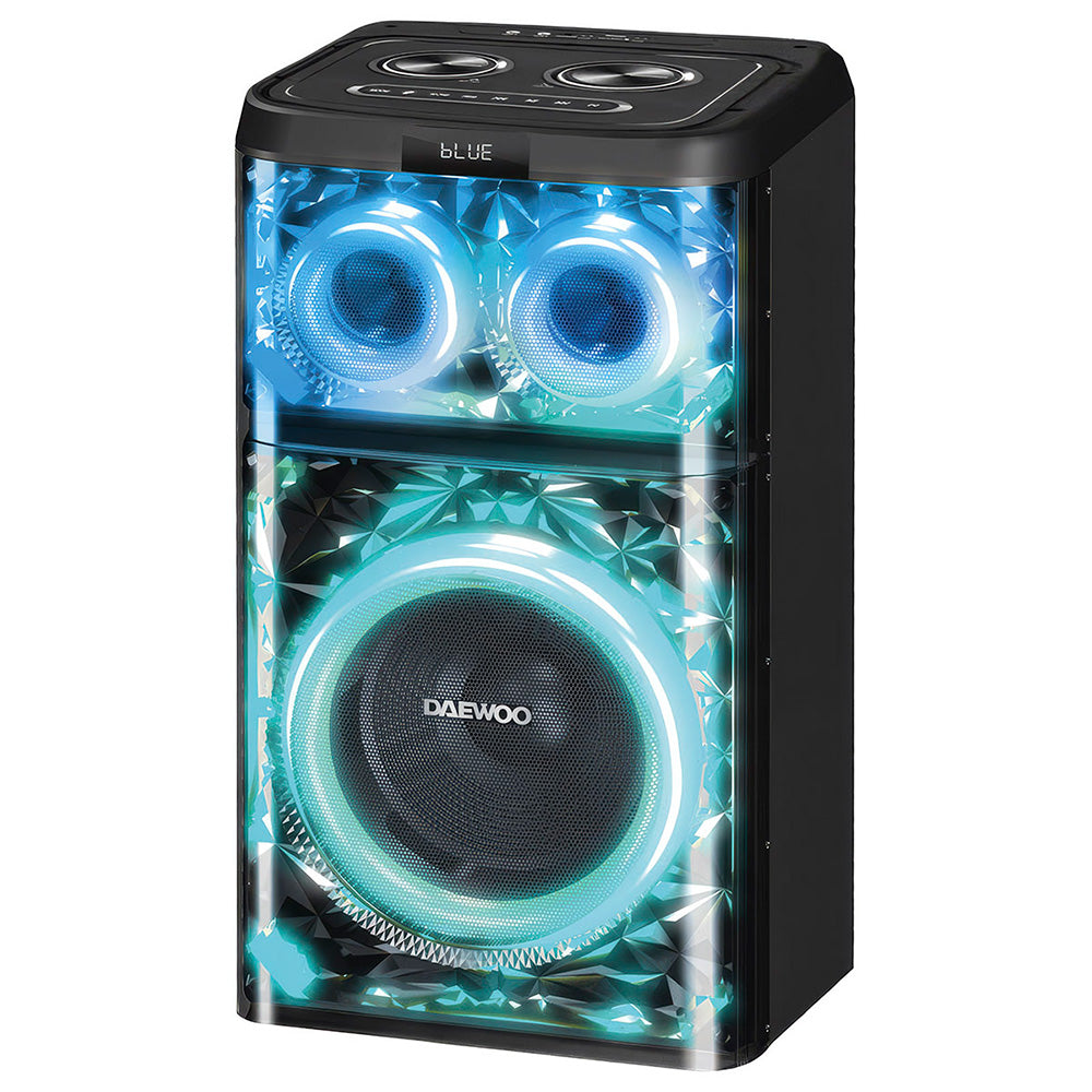 ⭐ Bafle Recargable Bluetooth DW1014 Daewoo DW Crystalboom 12” 100W RMS – Sonido Potente y Luces LED RGB