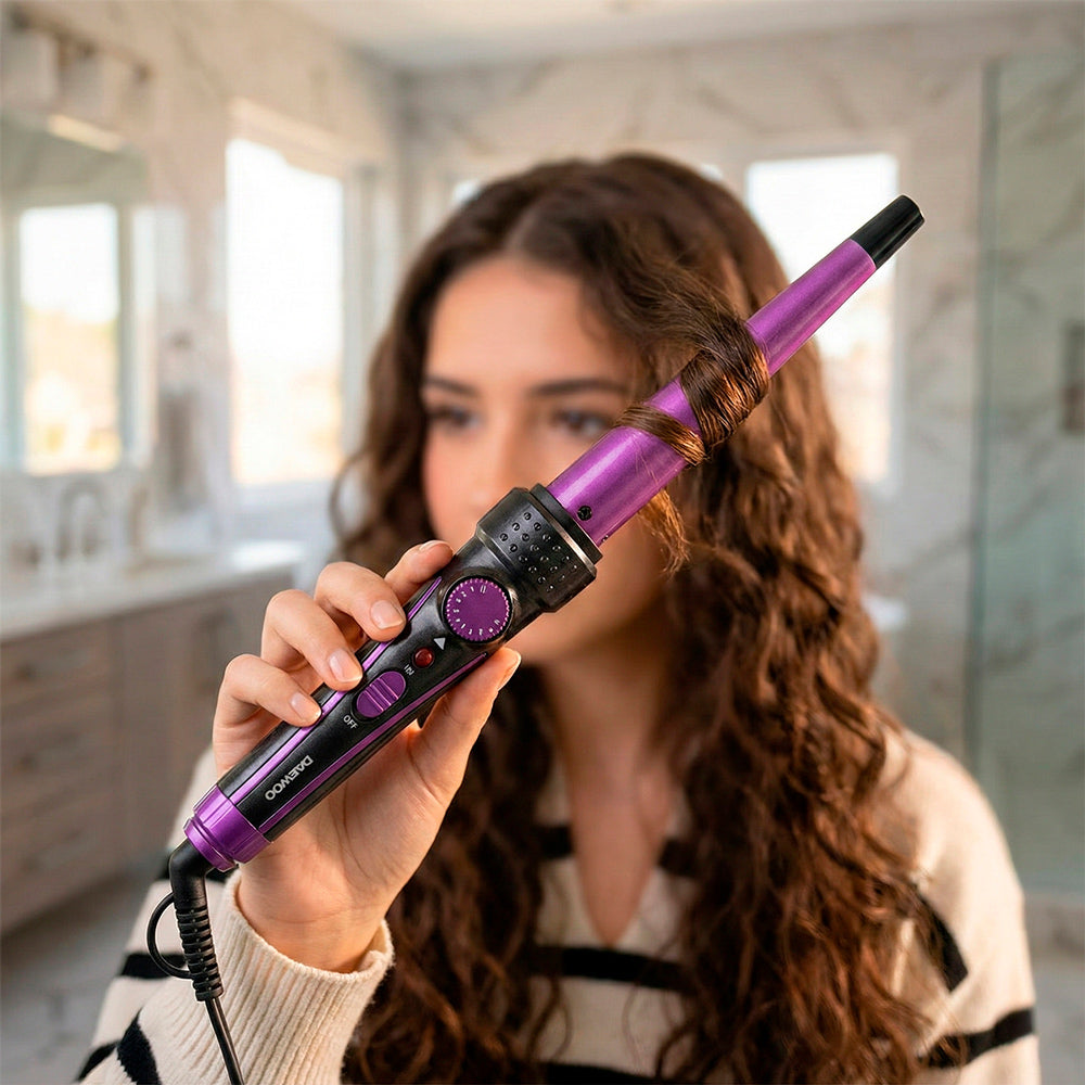 🔥Rizador Ferro Daewoo DW-F1 Profesional de Cabello 0.5" a 1" con Dial y Cerámica + Tapete Térmico