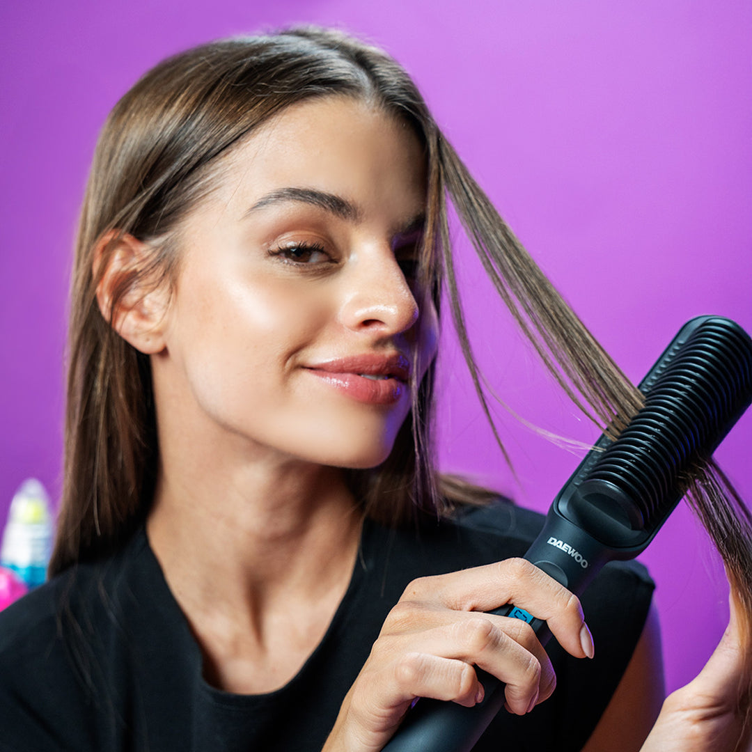 Cepillo Alaciador Daewoo Glam‑Flow DW-PA Cepillo Alisador Térmico de Cerámica  Anti Frizz, Temperatura Ajustable 80 °C – 220 °C
