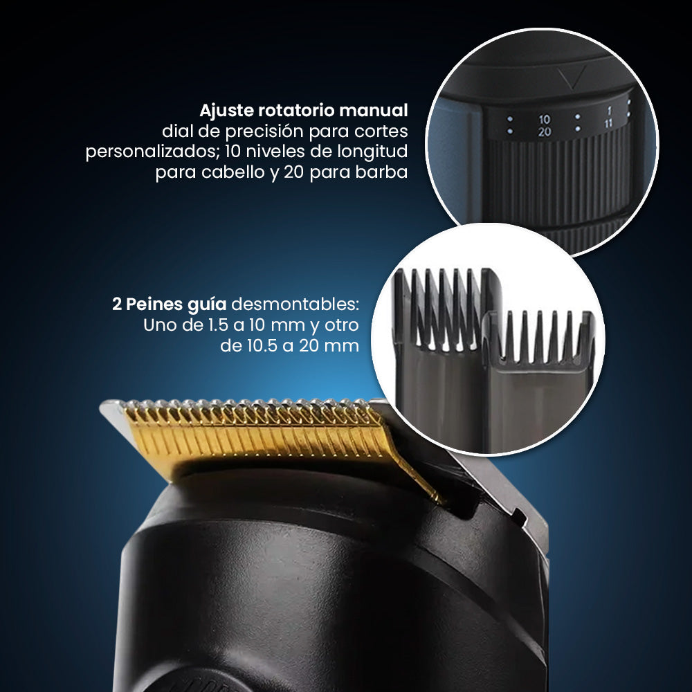 Kit Rasuradoras Afeitadora 11 en 1 Daewoo DW‑RECST + DW‑REC1  para Cabello 4 Cabezales Intercambiables Para Nariz y Orejas, Para Hombre