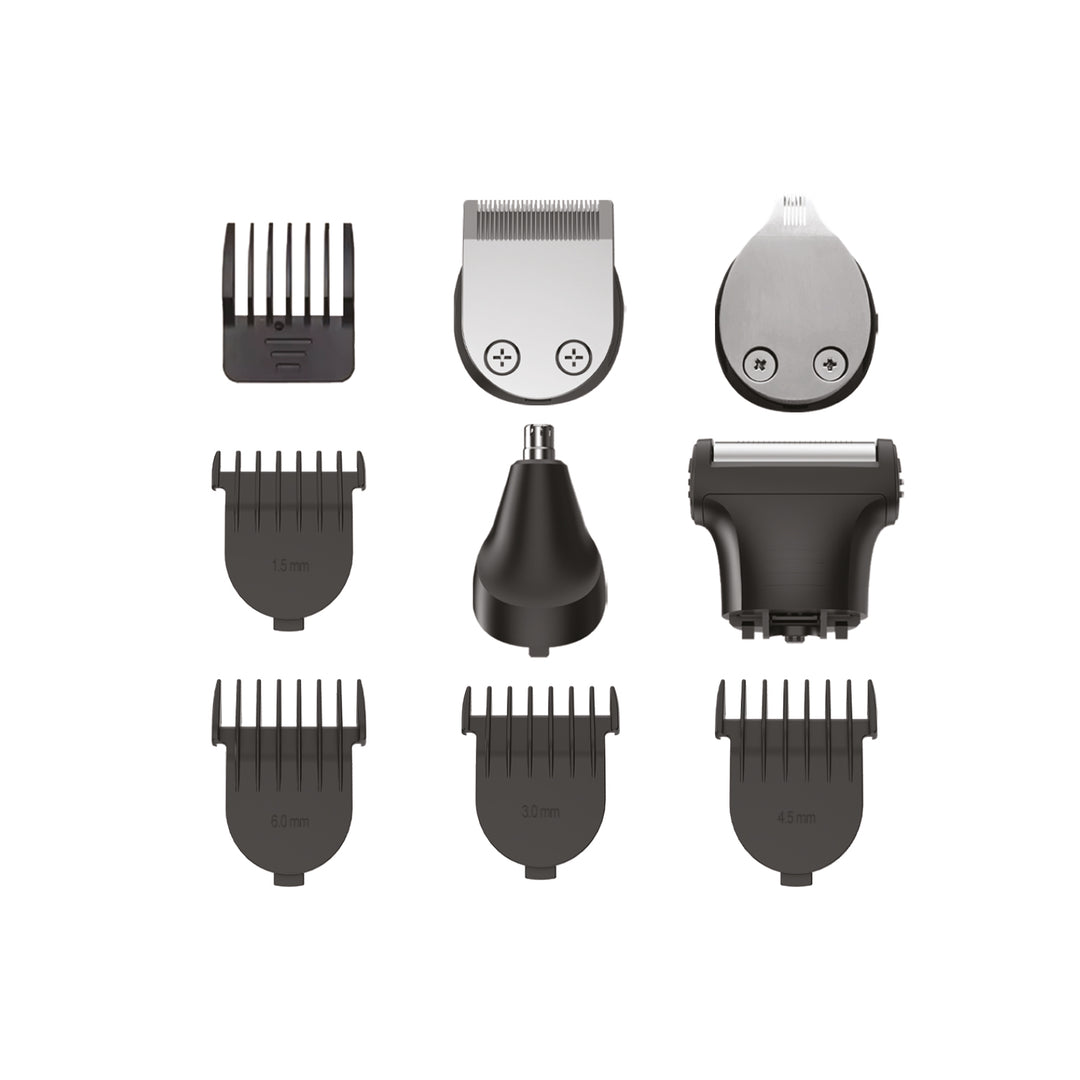 Kit Rasuradora Afeitadora 11 en 1 Daewoo DW‑RECST 3 Velocidades 5 Peines para Cabello 4 Cabezales Intercambiables Para Nariz y Orejas, Para Hombre