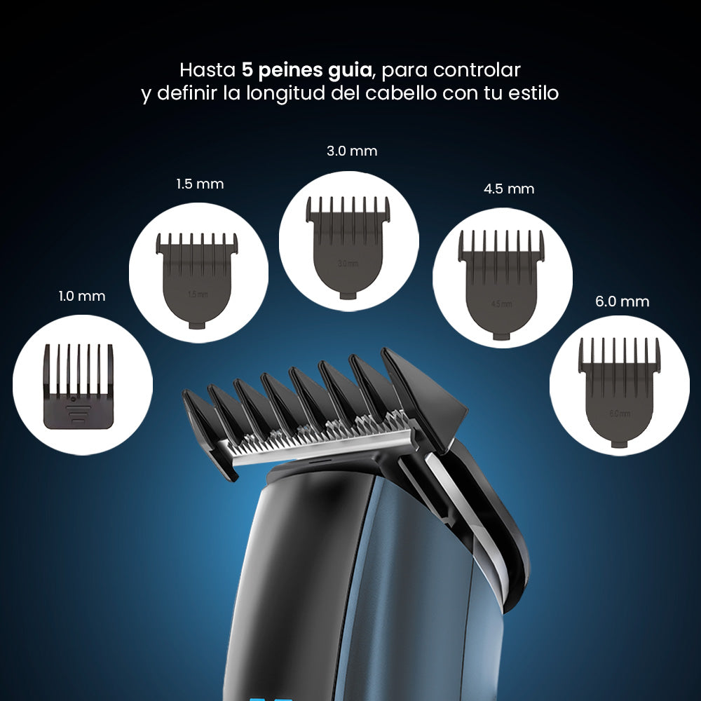 Kit Rasuradoras Afeitadora 11 en 1 Daewoo DW‑RECST + DW‑REC1  para Cabello 4 Cabezales Intercambiables Para Nariz y Orejas, Para Hombre