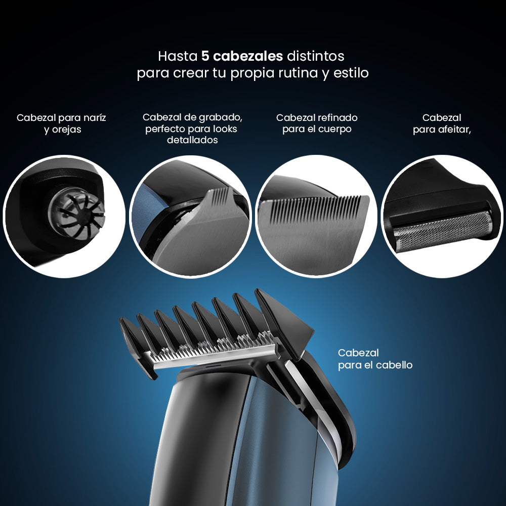 Kit Rasuradoras Afeitadora 11 en 1 Daewoo DW‑RECST + DW‑REC1  para Cabello 4 Cabezales Intercambiables Para Nariz y Orejas, Para Hombre
