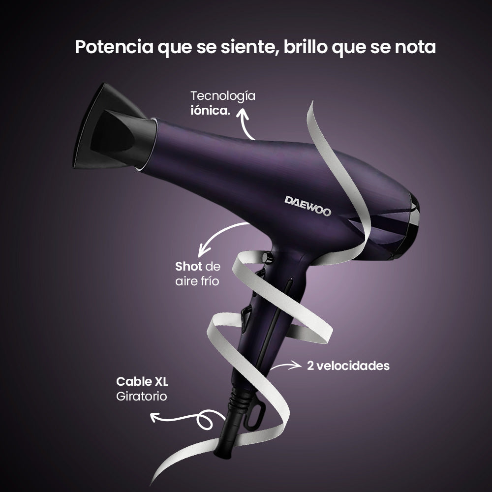 Plancha Alaciadora y RizadoraDW-RZ1 + Secadora DW-SE1 de Cabello 2 Velocidades Protección de Cabello