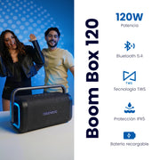Bocina Daewoo Boom Box 120 Bluetooth 5.4 TWS IPX5 Con Ecualizador y Luces Multicolor
