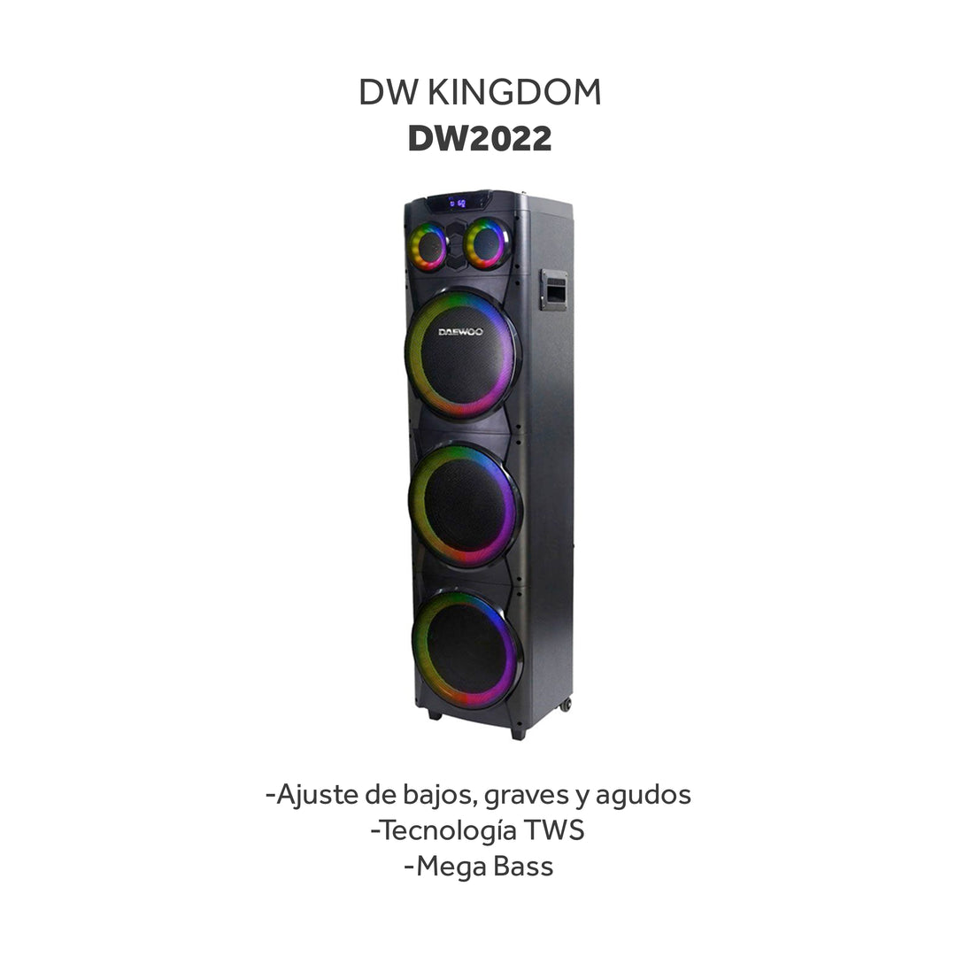 Torre De Sonido 3x10 Pulgadas Daewoo Kingdom 100w Rms Bluetooth Led Fm