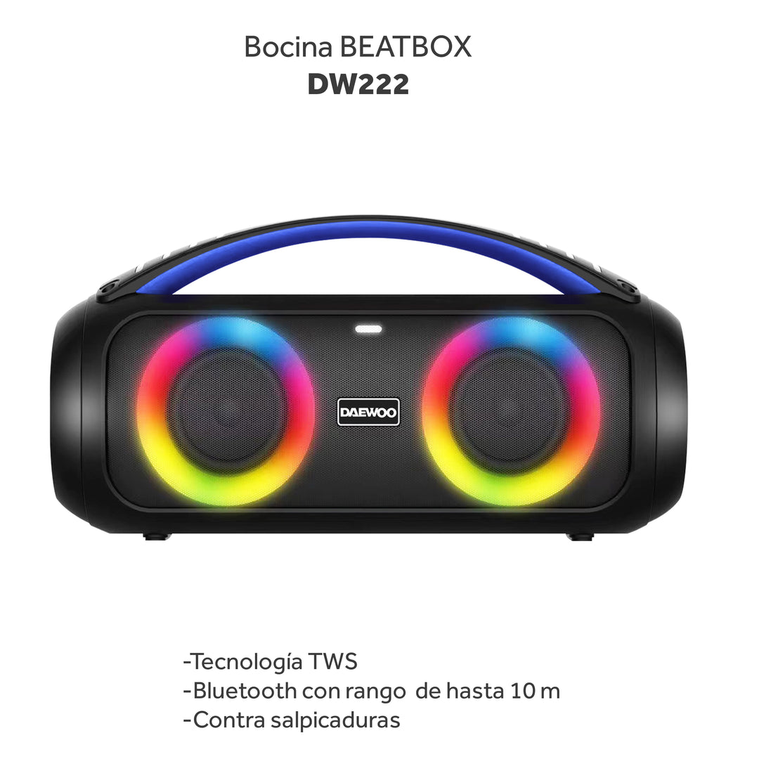 Bocina Bluetooth 3x2 Pulgadas Con Subwoofer Daewoo Beatbox Tws Radio Fm DW222