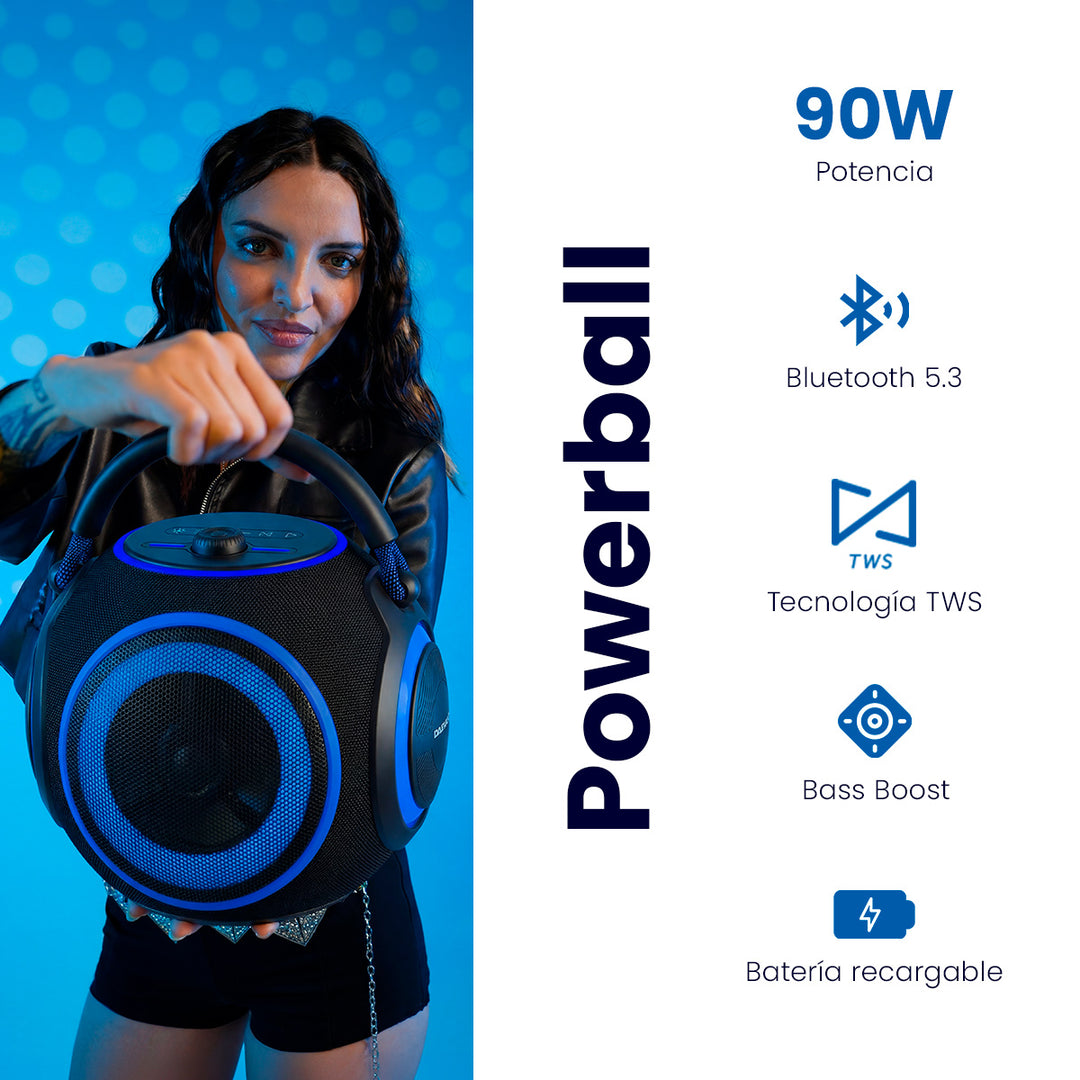 Bocina Portátil Daewoo DW230 Power Ball Bluetooth Tecnología IPX4 Bass Boost e Iluminación